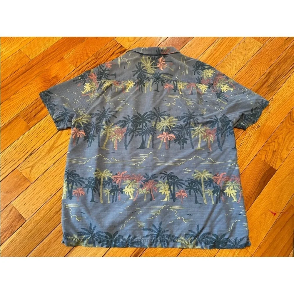 Tommy Bahama Palm Tree 100% Silk Short Sleeve Button Shirt Mens XL Blue - Picture 8 of 16